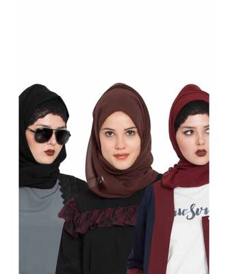 Set Of Three Stole Hijabs In Soft And Super Fine Georgette 1