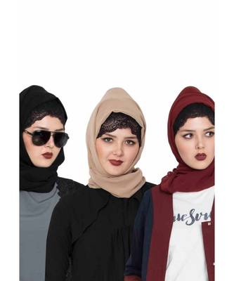 Set Of Three Stole Hijabs In Soft And Super Fine Georgette 1