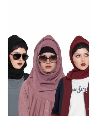 Set Of Three Stole Hijabs In Soft And Super Fine Georgette 1