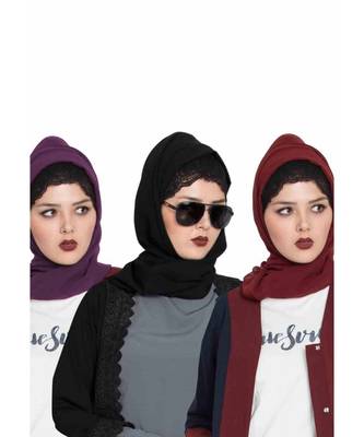 Set Of Three Stole Hijabs In Soft And Super Fine Georgette 1