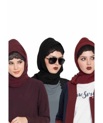 Set Of Three Stole Hijabs In Soft And Super Fine Georgette 1