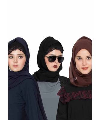 Set Of Three Stole Hijabs In Soft And Super Fine Georgette 1