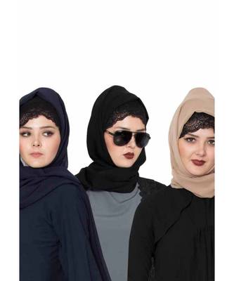 Set Of Three Stole Hijabs In Soft And Super Fine Georgette 1