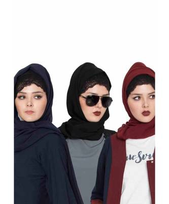 Set Of Three Stole Hijabs In Soft And Super Fine Georgette 1