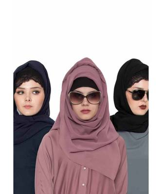 Set Of Three Stole Hijabs In Soft And Super Fine Georgette 1