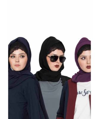 Set Of Three Stole Hijabs In Soft And Super Fine Georgette 1