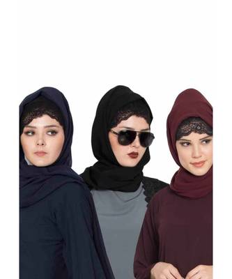 Set Of Three Stole Hijabs In Soft And Super Fine Georgette 1