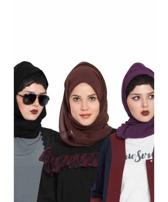 Set Of Three Stole Hijabs In Soft And Super Fine Georgette 1
