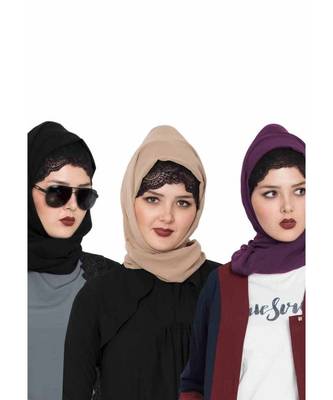 Set Of Three Stole Hijabs In Soft And Super Fine Georgette 1