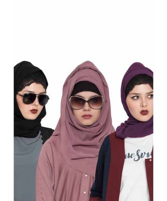 Set Of Three Stole Hijabs In Soft And Super Fine Georgette 1