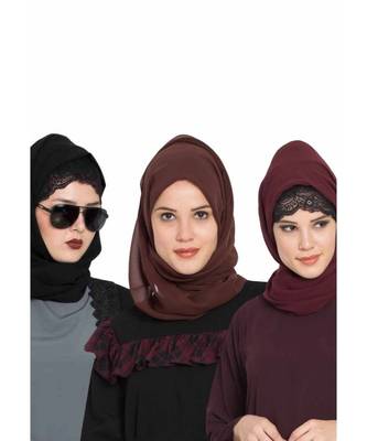 Set Of Three Stole Hijabs In Soft And Super Fine Georgette 1