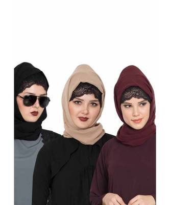 Set Of Three Stole Hijabs In Soft And Super Fine Georgette 1