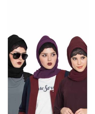 Set Of Three Stole Hijabs In Soft And Super Fine Georgette 1