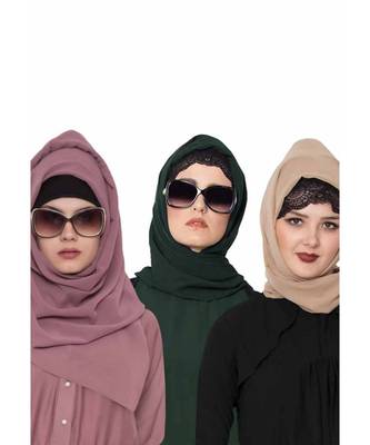Set Of Three Stole Hijabs In Soft And Super Fine Georgette 1
