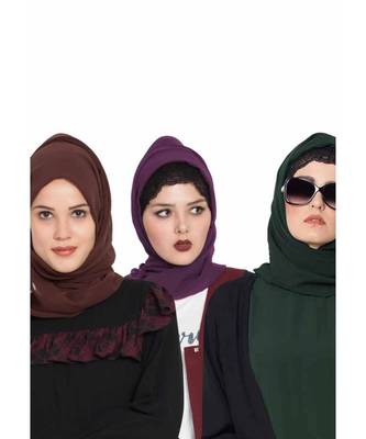 Set Of Three Stole Hijabs In Soft And Super Fine Georgette 1