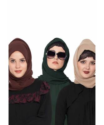 Set Of Three Stole Hijabs In Soft And Super Fine Georgette 1