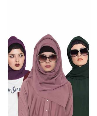 Set Of Three Stole Hijabs In Soft And Super Fine Georgette 1