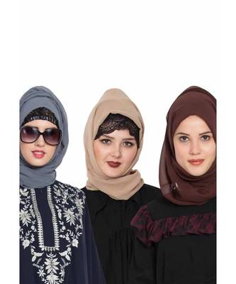 Set Of Three Stole Hijabs In Soft And Super Fine Georgette 1