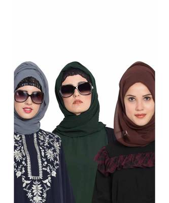 Set Of Three Stole Hijabs In Soft And Super Fine Georgette 1