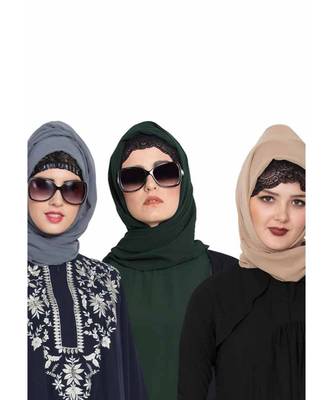 Set Of Three Stole Hijabs In Soft And Super Fine Georgette 1