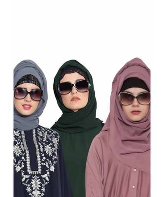 Set Of Three Stole Hijabs In Soft And Super Fine Georgette 1