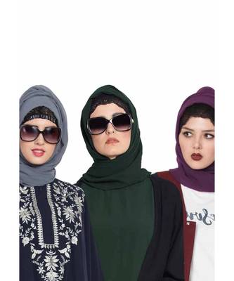 Set Of Three Stole Hijabs In Soft And Super Fine Georgette 1