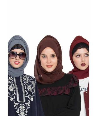 Set Of Three Stole Hijabs In Soft And Super Fine Georgette 1
