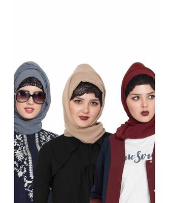 Set Of Three Stole Hijabs In Soft And Super Fine Georgette 1