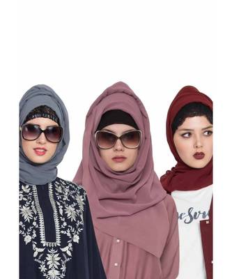 Set Of Three Stole Hijabs In Soft And Super Fine Georgette 1