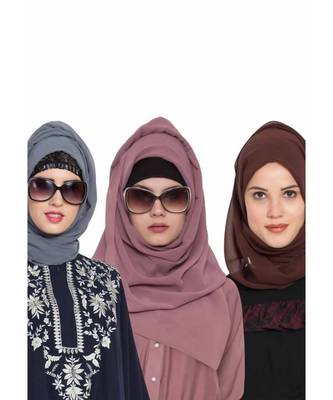 Set Of Three Stole Hijabs In Soft And Super Fine Georgette 1