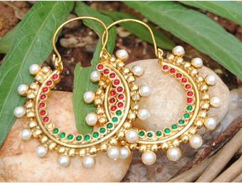 Multicolor Hoop Earrings with Pearls 2