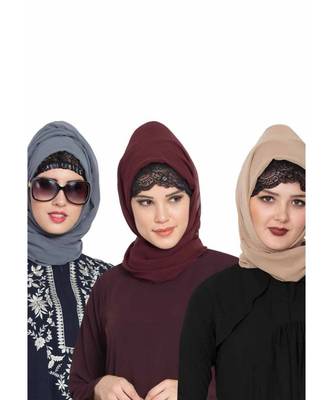 Set Of Three Stole Hijabs In Soft And Super Fine Georgette 1