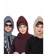 Set Of Three Stole Hijabs In Soft And Super Fine Georgette