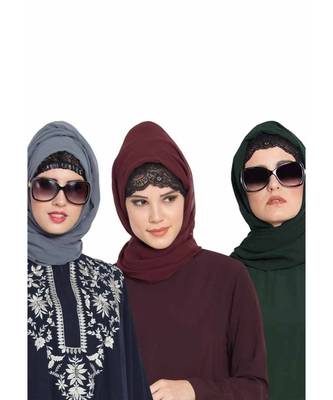 Set Of Three Stole Hijabs In Soft And Super Fine Georgette 1