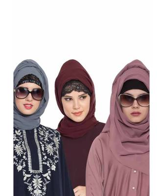 Set Of Three Stole Hijabs In Soft And Super Fine Georgette 1