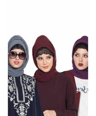 Set Of Three Stole Hijabs In Soft And Super Fine Georgette 1