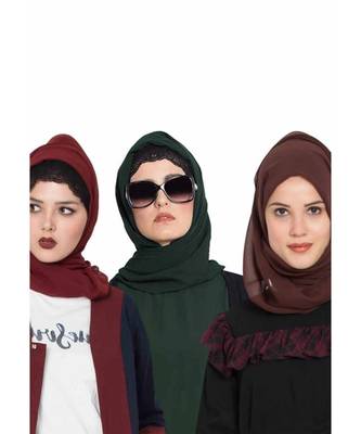 Set Of Three Stole Hijabs In Soft And Super Fine Georgette 1