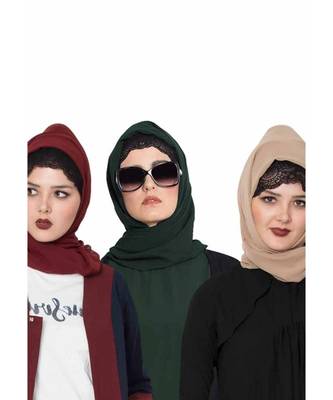 Set Of Three Stole Hijabs In Soft And Super Fine Georgette 1