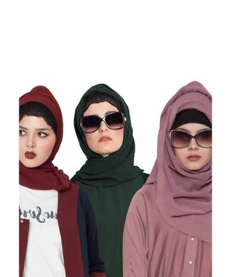 Set Of Three Stole Hijabs In Soft And Super Fine Georgette 1