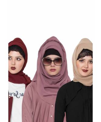 Set Of Three Stole Hijabs In Soft And Super Fine Georgette 1
