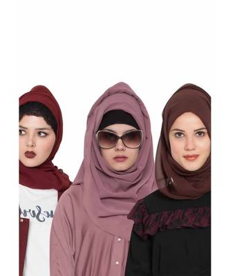 Set Of Three Stole Hijabs In Soft And Super Fine Georgette 1