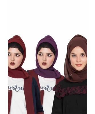Set Of Three Stole Hijabs In Soft And Super Fine Georgette 1