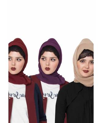 Set Of Three Stole Hijabs In Soft And Super Fine Georgette 1