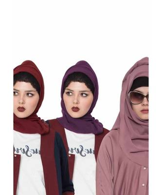 Set Of Three Stole Hijabs In Soft And Super Fine Georgette 1