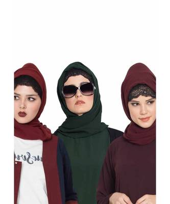 Set Of Three Stole Hijabs In Soft And Super Fine Georgette 1