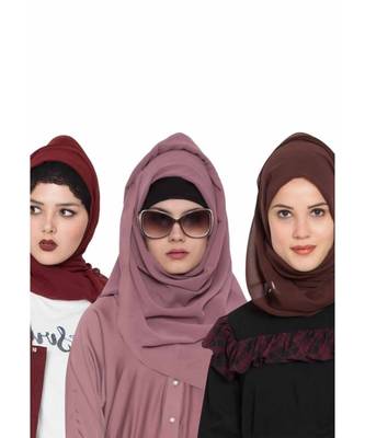 Set Of Three Stole Hijabs In Soft And Super Fine Georgette 1