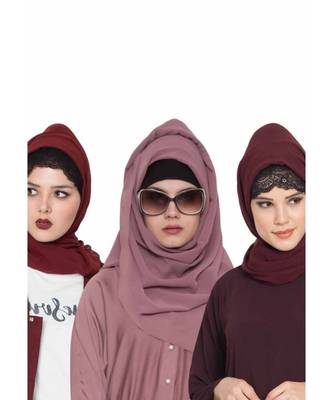 Set Of Three Stole Hijabs In Soft And Super Fine Georgette 1