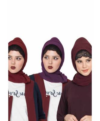 Set Of Three Stole Hijabs In Soft And Super Fine Georgette 1