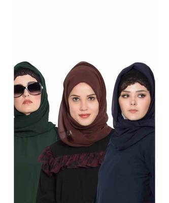 Set Of Three Stole Hijabs In Soft And Super Fine Georgette 1