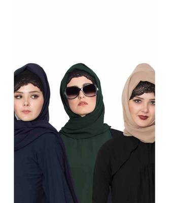 Set Of Three Stole Hijabs In Soft And Super Fine Georgette 1